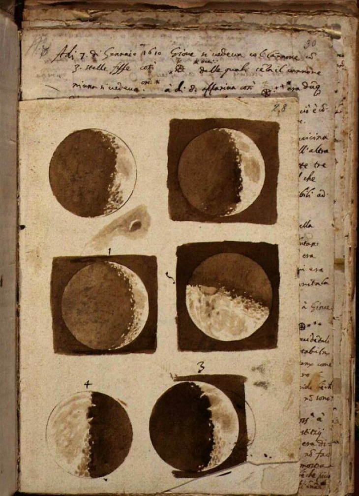 Historical Artifacts drawing of the moon created by Galileo Galilei