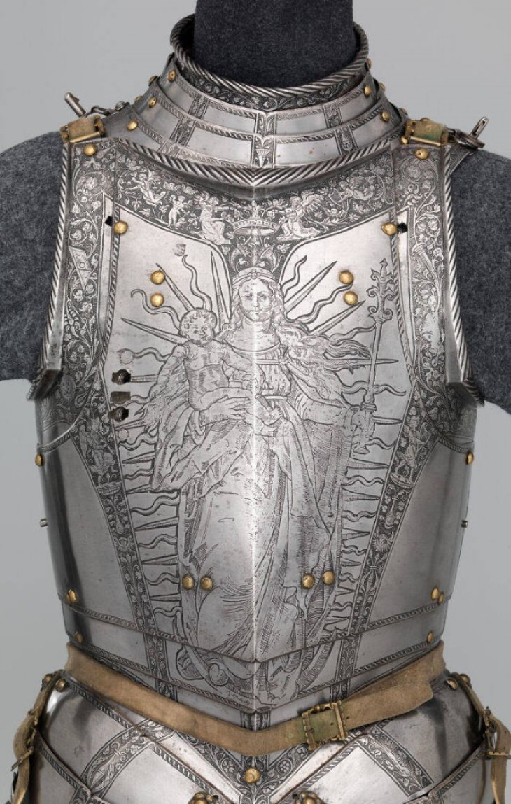 Historical Artifacts breastplate decorations on the armor of Ferdinand I