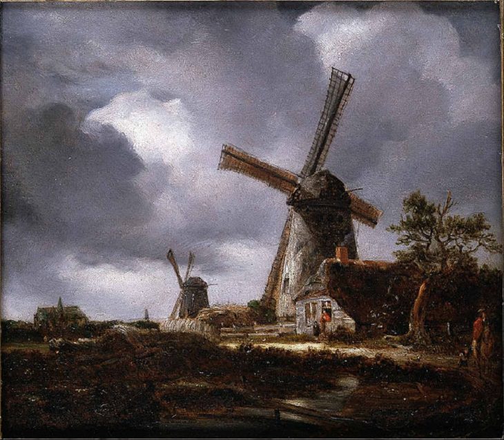 John Constable Paintings, windmills near Haarlem