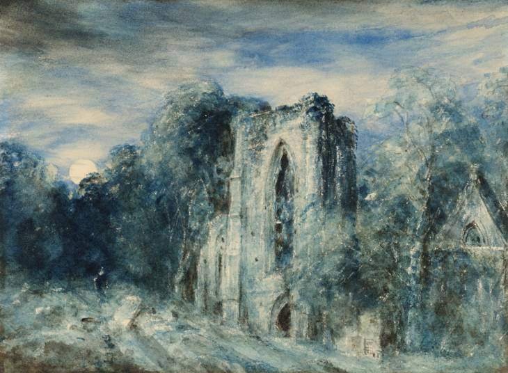 John Constable Paintings, Netley Abbey by Moonlight