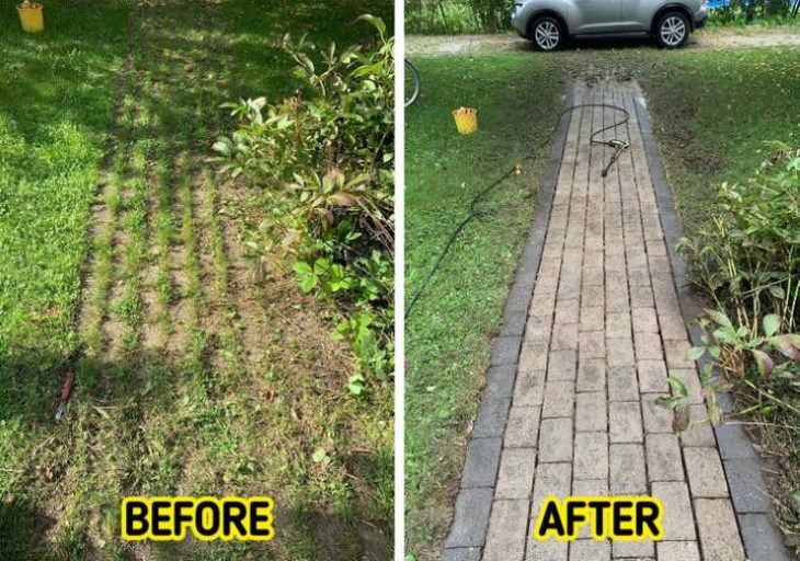 Power Washing brick path