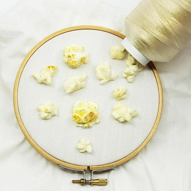 3D Food Embroidery, popcorn