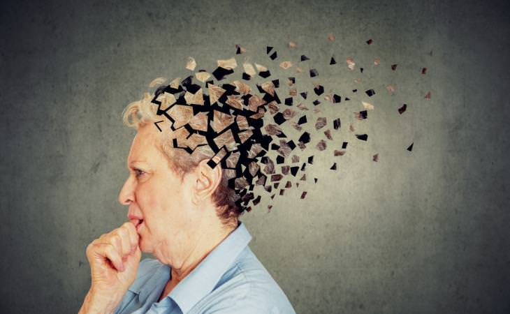 Dementia illustration- woman's head dissolving away 