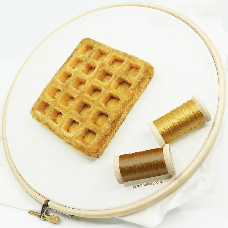 3D Food Embroidery, waffles