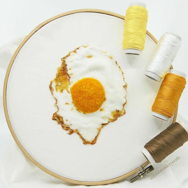 3D Food Embroidery, eggs