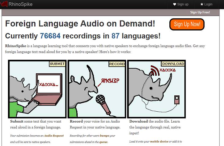 Language-Learning Websites, RhinoSpike