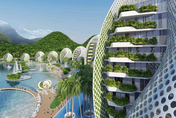 Futuristic Eco-Friendly Resort, buildings