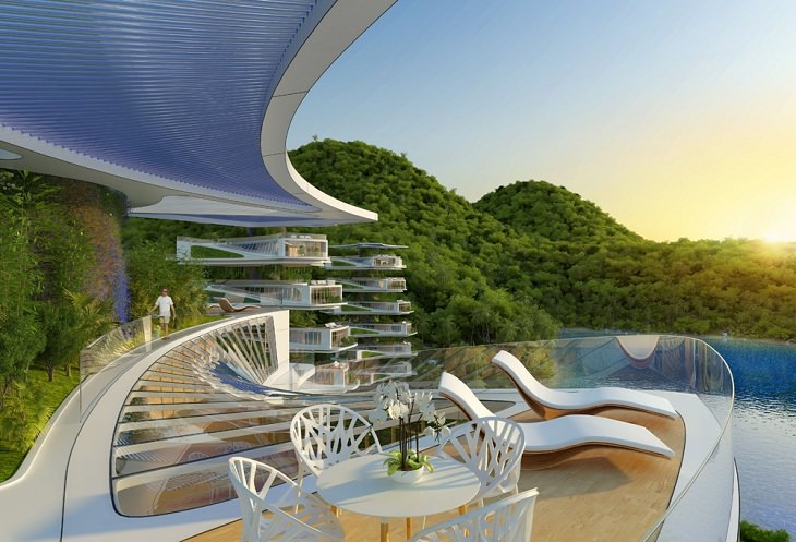 Futuristic Eco-Friendly Resort, poolside