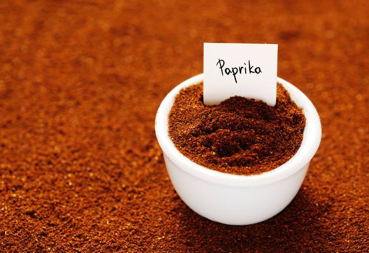 Benefits of Paprika, powder closeup in round jar