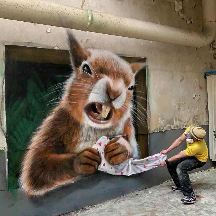 3D Graffiti Illusions, squirrel 