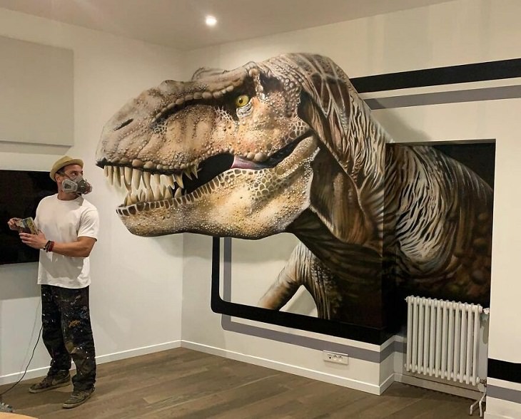 3D Graffiti Illusions, dinosaur