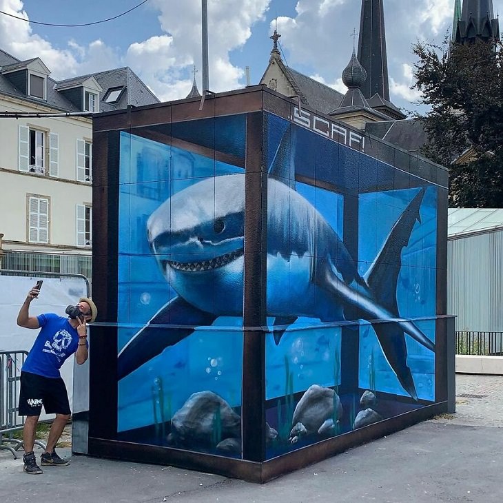 3D Graffiti Illusions, shark