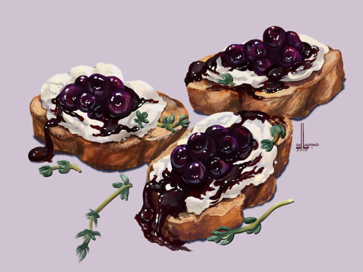 Lua Lazarovic Food Illustrations fruit sandwiches