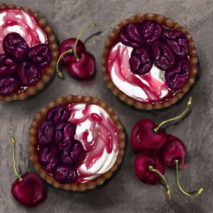 Lua Lazarovic Food Illustrations cherry tarts