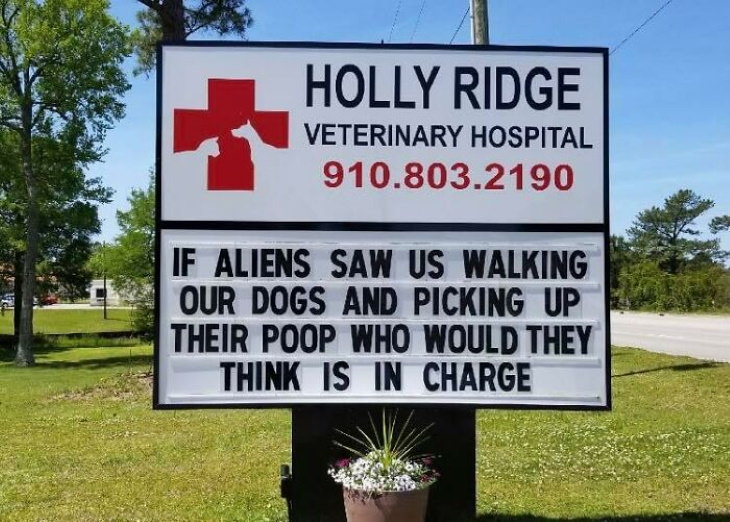 Holly Ridge Veterinary Hospital funny signs aliens