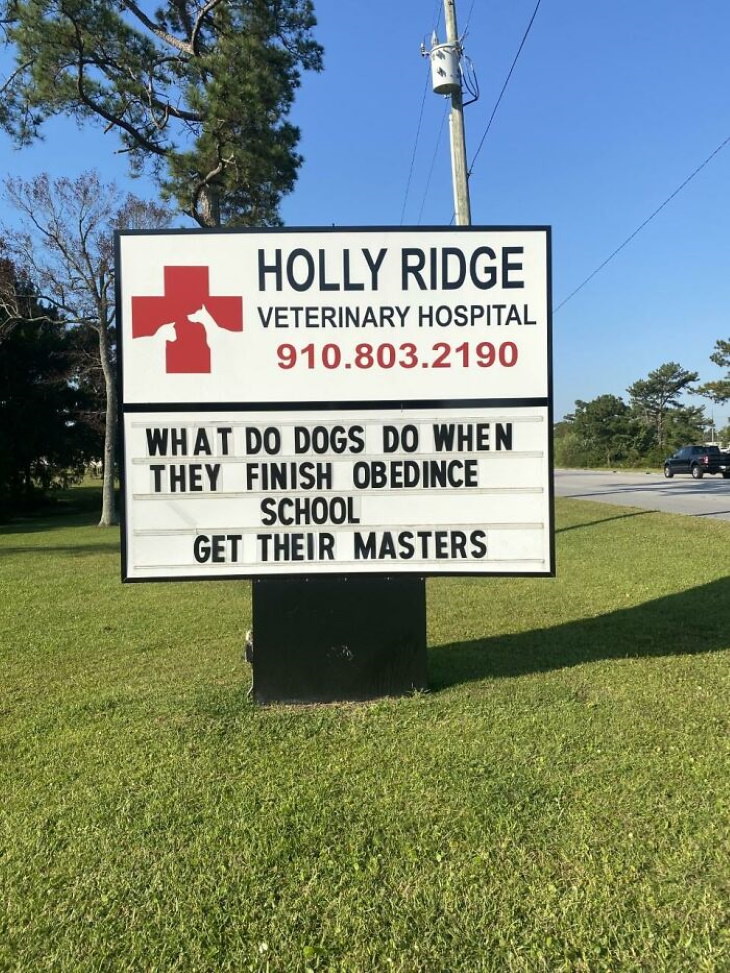 Holly Ridge Veterinary Hospital funny signs masters