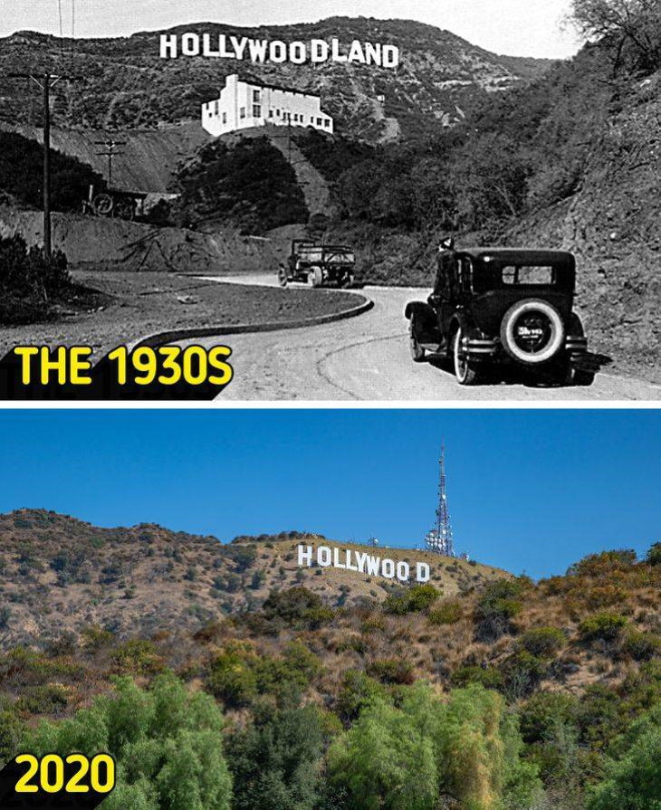 Then and Now Tourist Destinations Hollywood, Los Angeles, USA