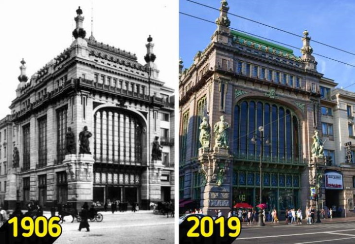 Then and Now Tourist Destinations liseyev Emporium, Saint-Petersburg, Russia