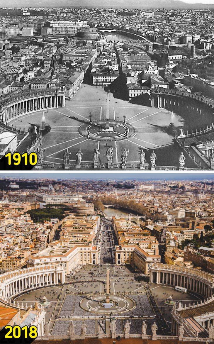 Then and Now Tourist Destinations Road of the Conciliation, Rome, Italy