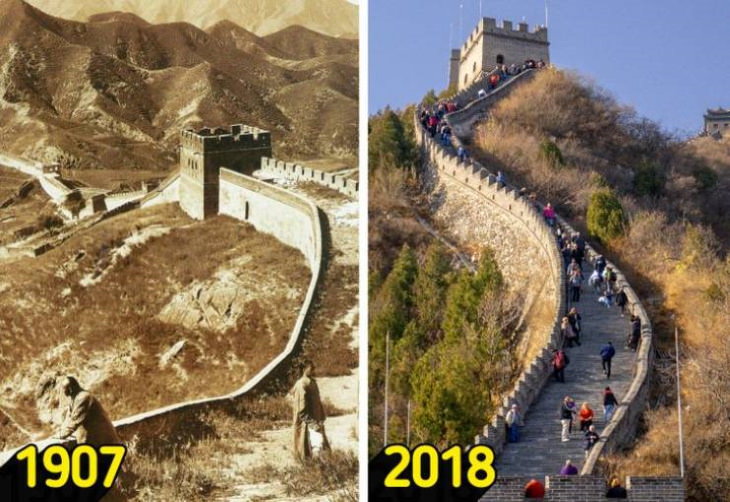 Then and Now Tourist Destinations Great Wall of China, China