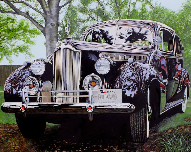Cheryl Kelley vintage car hyperrealist paintings 