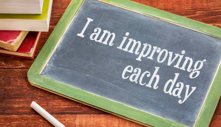 I am improving each day written on blackboard 