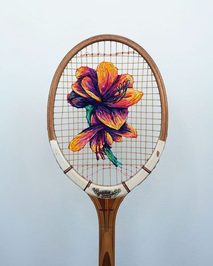 Danielle Clough tennis racket Embroideries