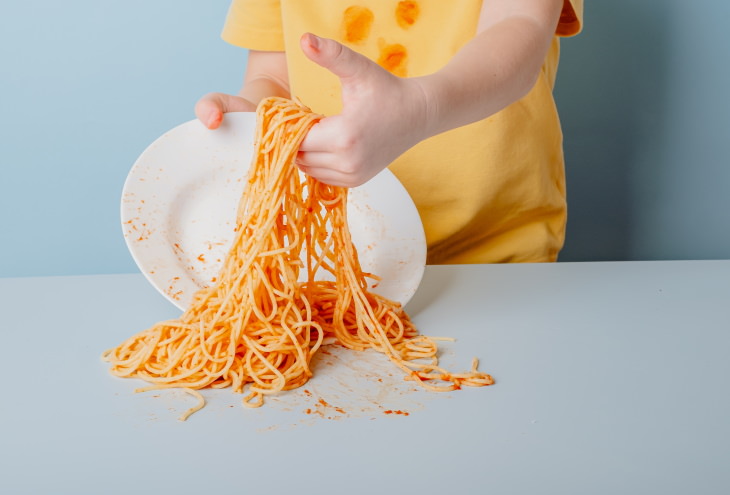 Tomato Stain Removal spaghetti on the table