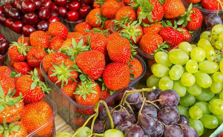 Strawberries, Cherries and Grapes