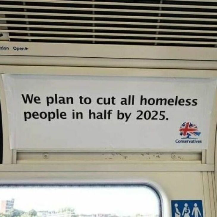 Funny Mistakes on Signs homeless cut in half