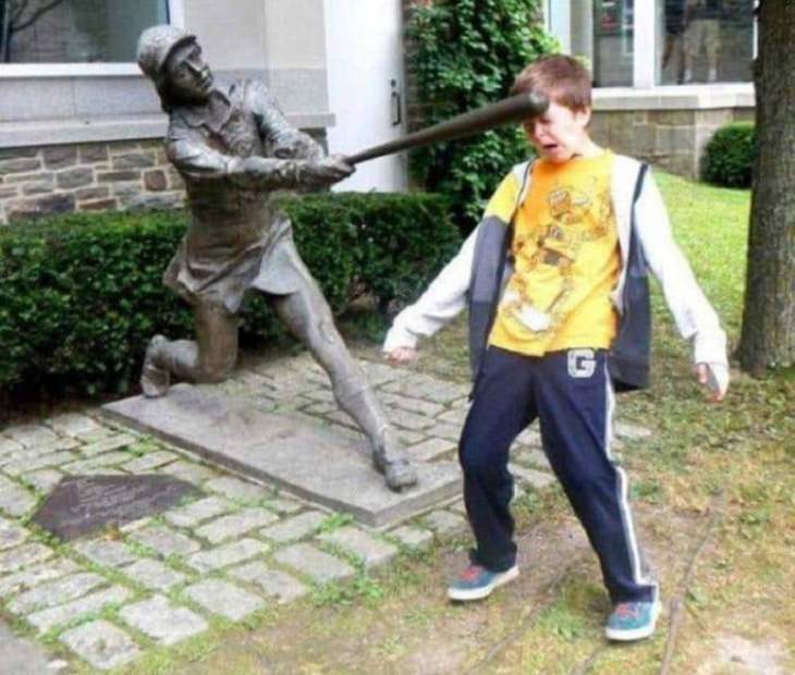 Statues Attacking People, baseball