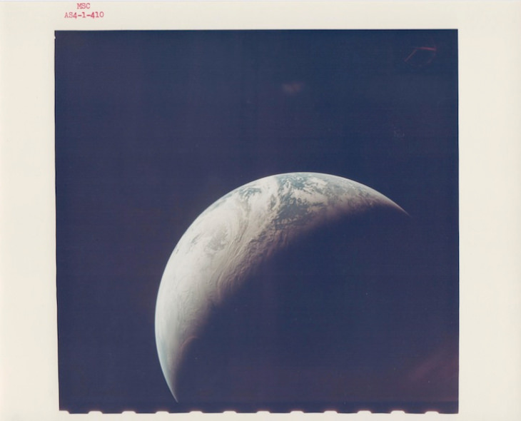 Vintage space photo Crescent Earth 