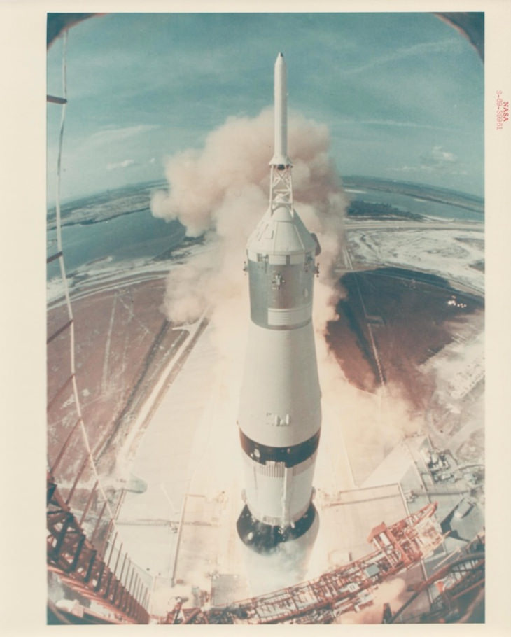 Vintage space photo Spaceship launch