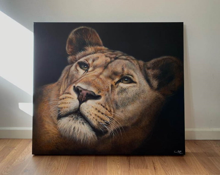Julie Rhodes paintings female lion