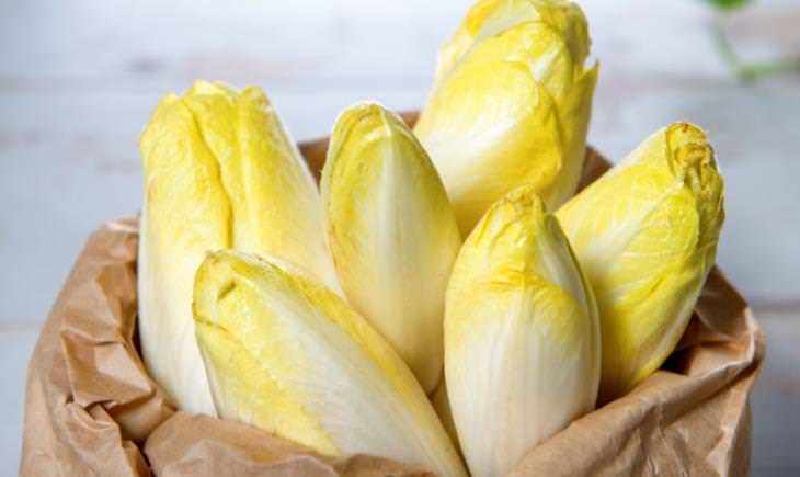 Chicory Cichorium endivia in a paper bag