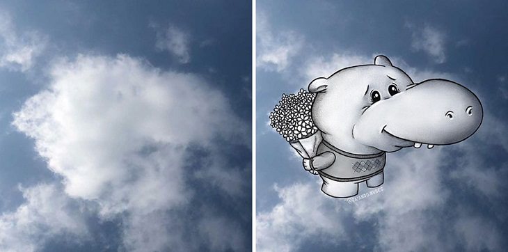 Figures in Clouds, hippo