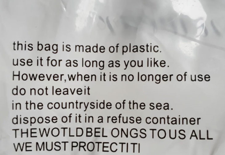 Spacing Fails plastic bag