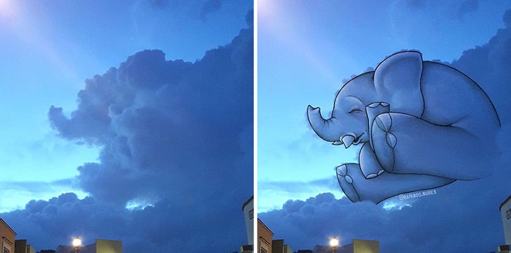 Figures in Clouds, elephant
