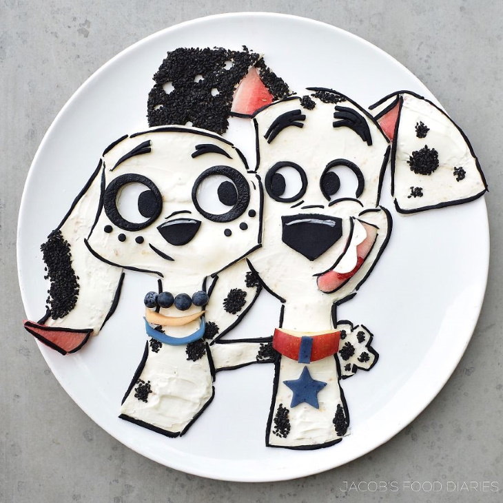 Food Art by Laleh Mohmedi Dylan and Dolly from 101 Dalmatians (1961)