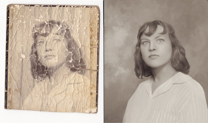 restored vintage photograph of young woman 