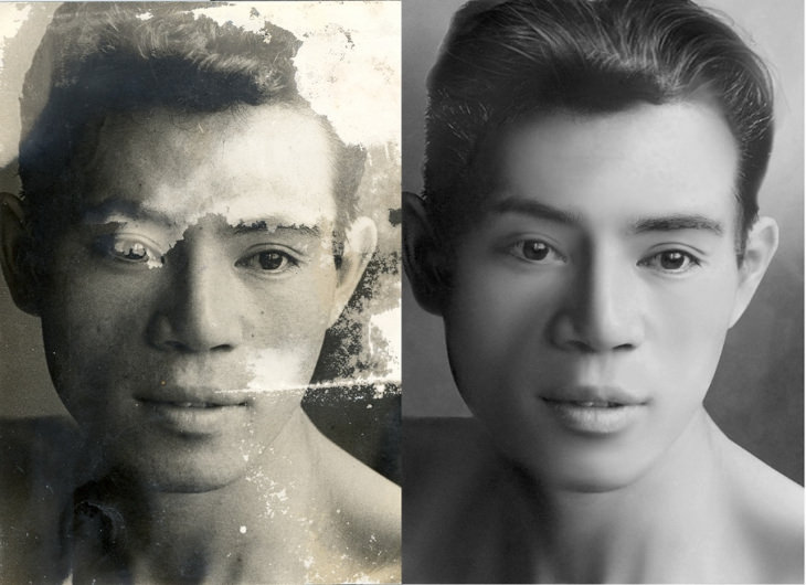 restored vintage photograph of young man portrait 