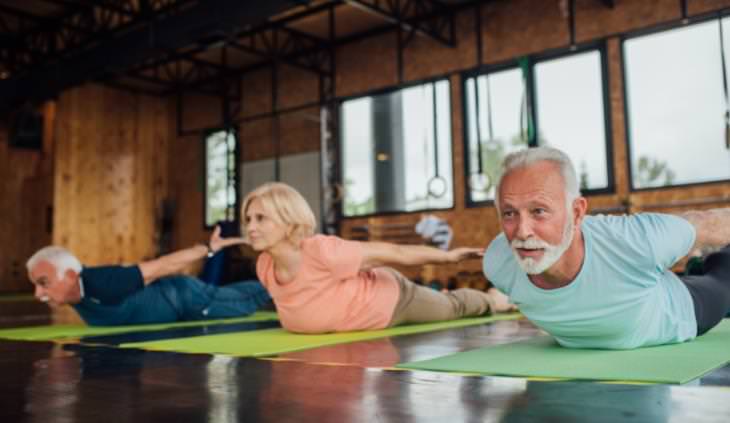 seniors in stretching class