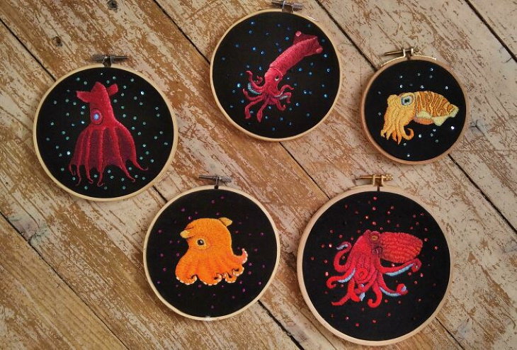 Embroideries cephalopods