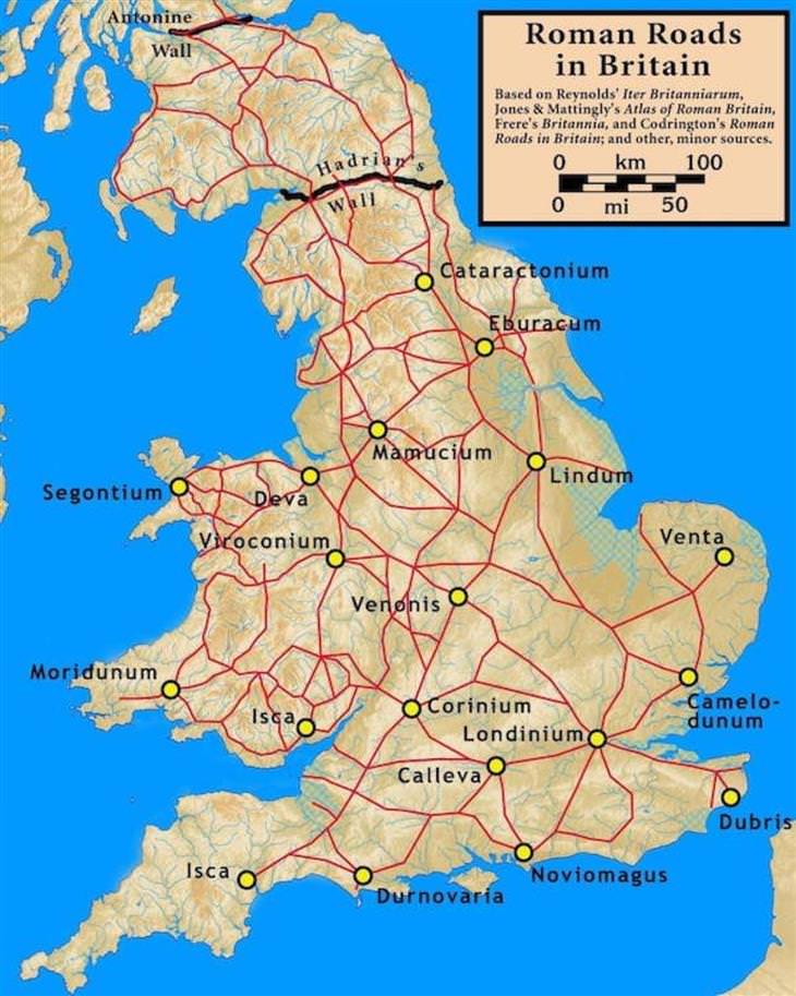 Infographics and Maps Roman roads in the UK