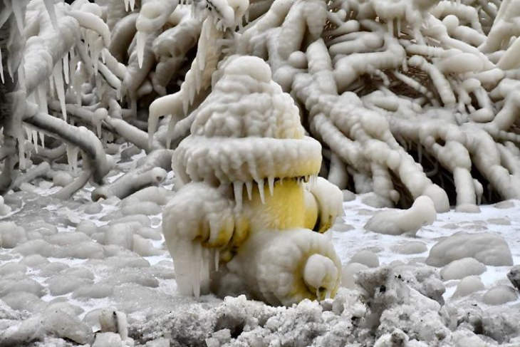 Lake Erie hydrant Covered in ice