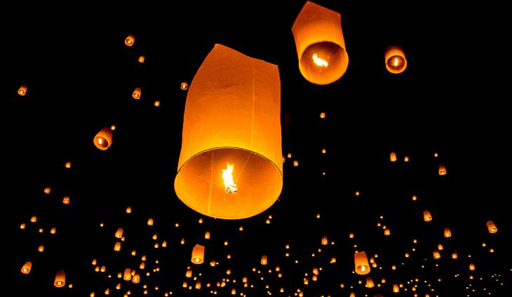 winter solstice celebration floating paper lantern 