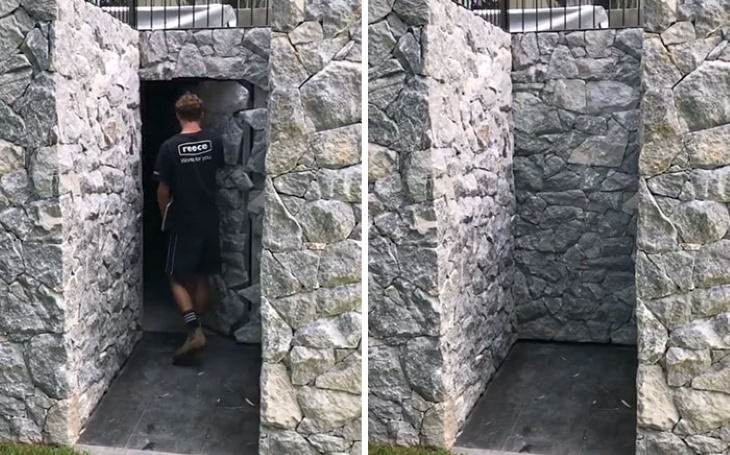 Secret Rooms and Compartments sneaky entrance in a stone wall