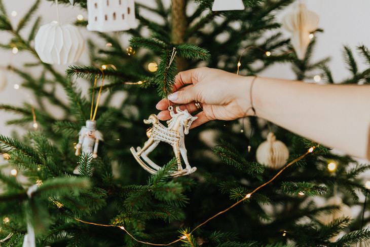 Holiday Injuries ornaments on a tree