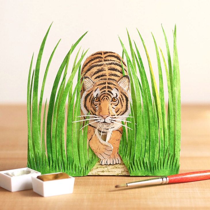Paper Cutting Illustrations of Wild Animals, Bengal Tiger