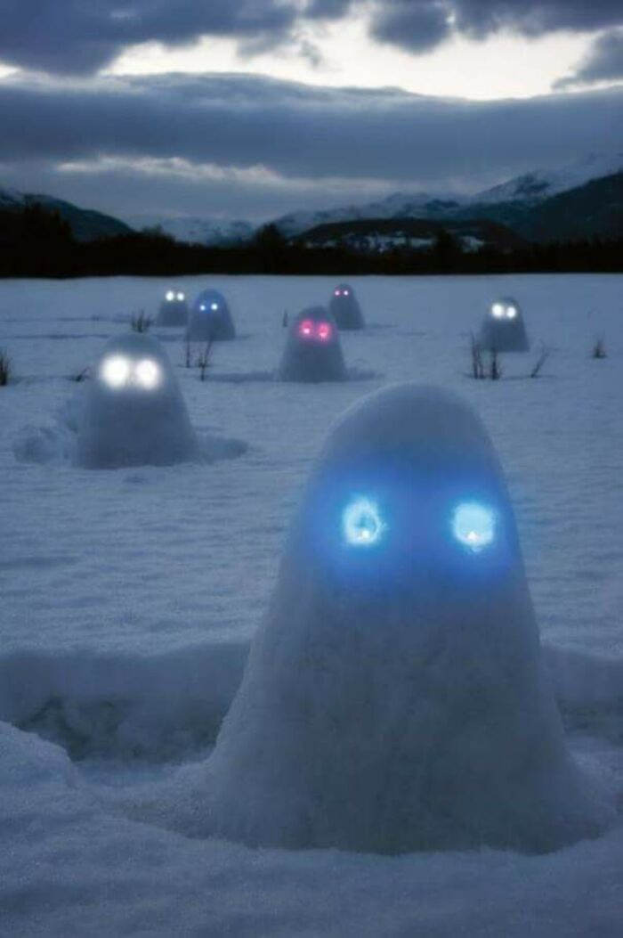 Snowman with stick lights